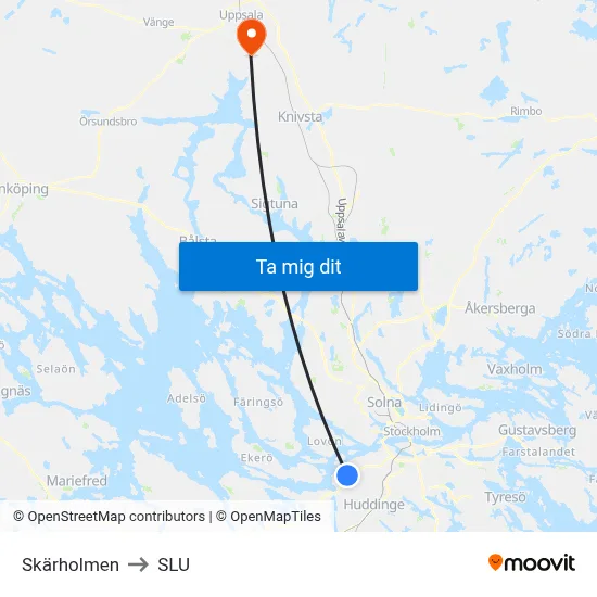 Skärholmen to SLU map