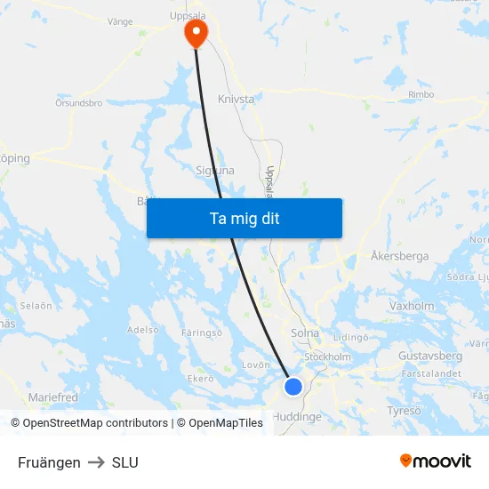 Fruängen to SLU map