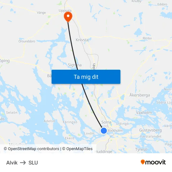 Alvik to SLU map