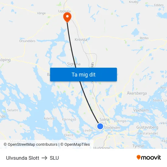 Ulvsunda Slott to SLU map