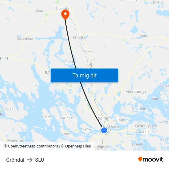 Gröndal to SLU map
