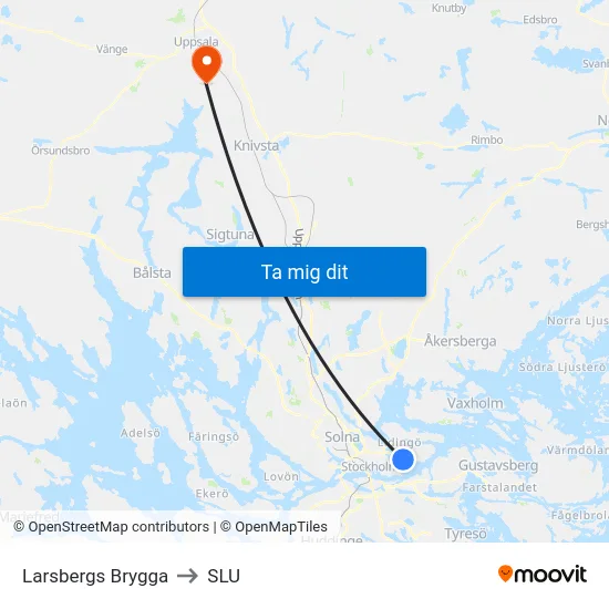 Larsbergs Brygga to SLU map