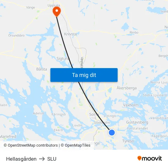 Hellasgården to SLU map