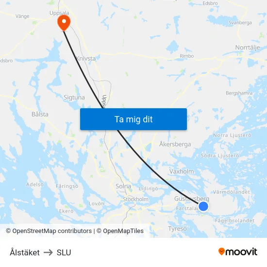 Ålstäket to SLU map