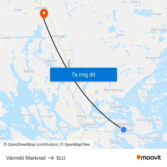 Värmdö Marknad to SLU map