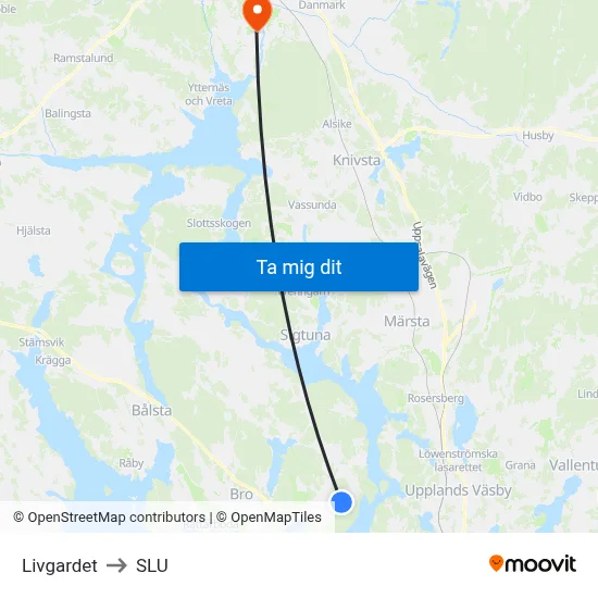 Livgardet to SLU map