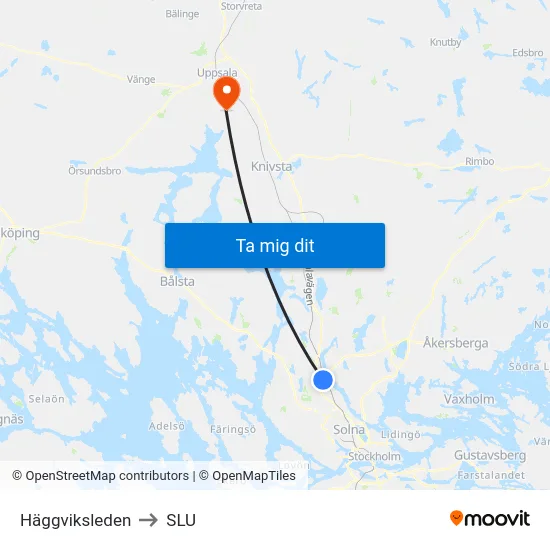 Häggviksleden to SLU map