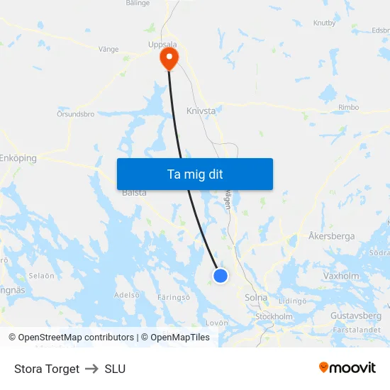 Stora Torget to SLU map