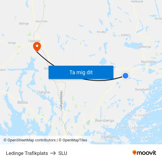 Ledinge Trafikplats to SLU map