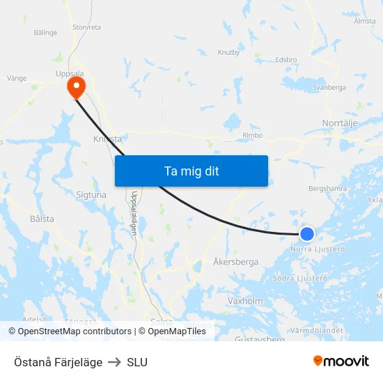 Östanå Färjeläge to SLU map