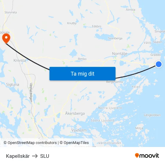 Kapellskär to SLU map