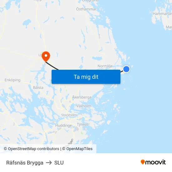 Räfsnäs Brygga to SLU map