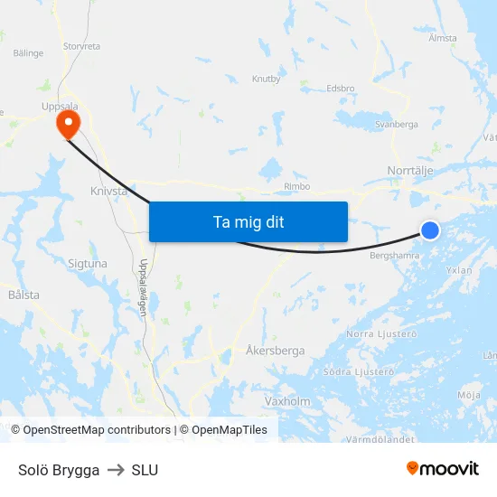 Solö Brygga to SLU map