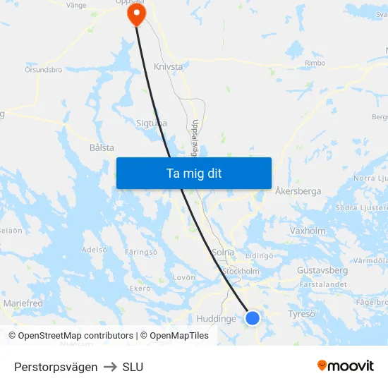 Perstorpsvägen to SLU map
