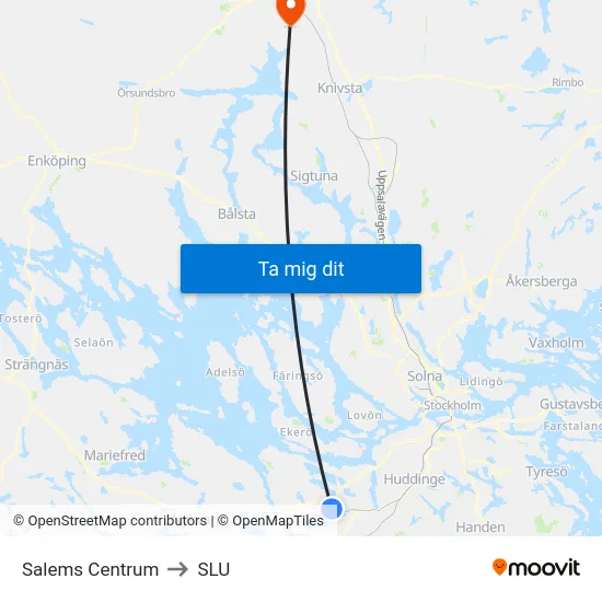 Salems Centrum to SLU map