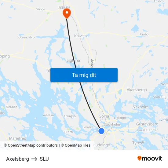 Axelsberg to SLU map