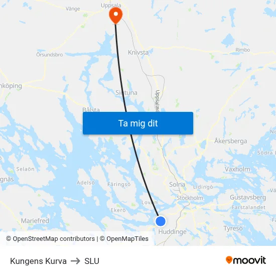 Kungens Kurva to SLU map