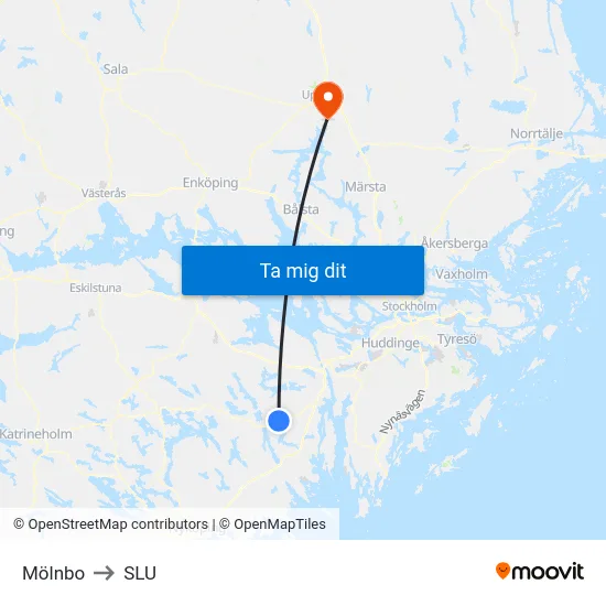 Mölnbo to SLU map
