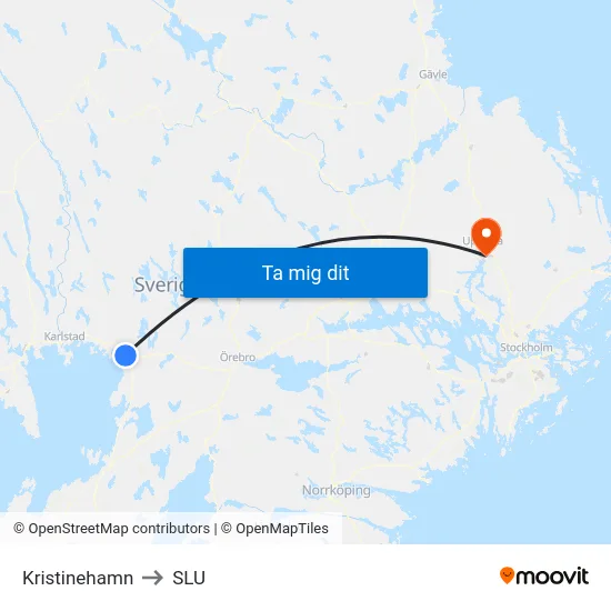 Kristinehamn to SLU map