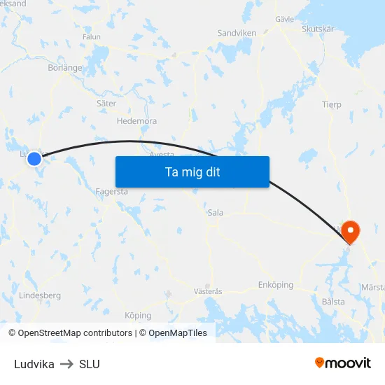 Ludvika to SLU map