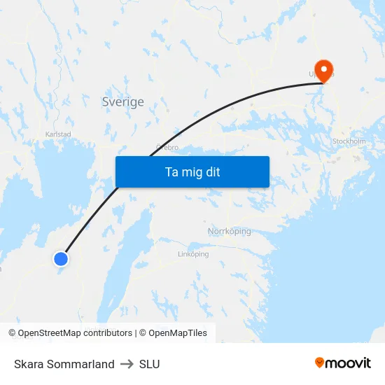 Skara Sommarland to SLU map