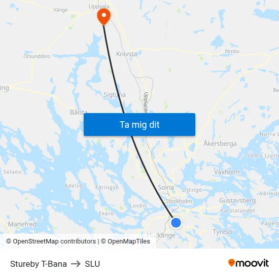 Stureby T-Bana to SLU map