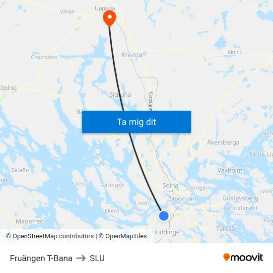 Fruängen T-Bana to SLU map