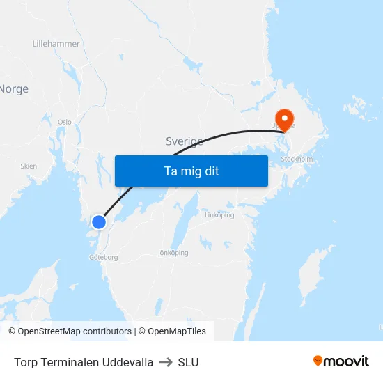 Torp Terminalen Uddevalla to SLU map