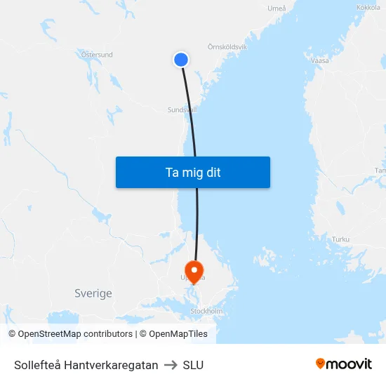 Sollefteå Hantverkaregatan to SLU map