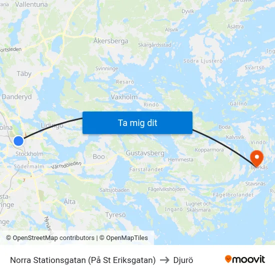 Norra Stationsgatan (På St Eriksgatan) to Djurö map