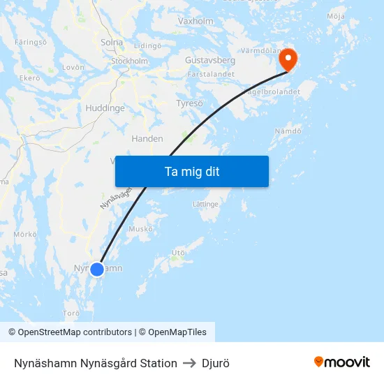 Nynäshamn Nynäsgård Station to Djurö map