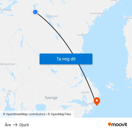 Åre to Djurö map