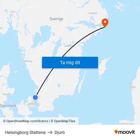 Helsingborg Stattena to Djurö map