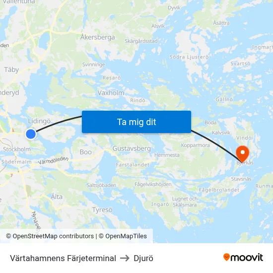 Värtahamnens Färjeterminal to Djurö map