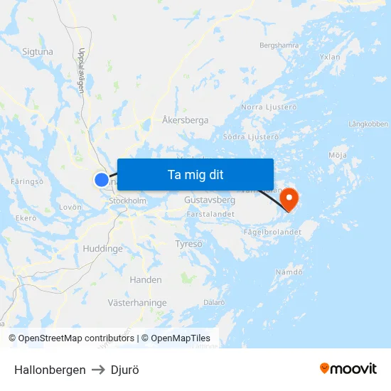 Hallonbergen to Djurö map