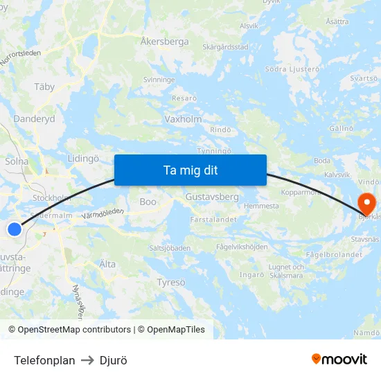 Telefonplan to Djurö map