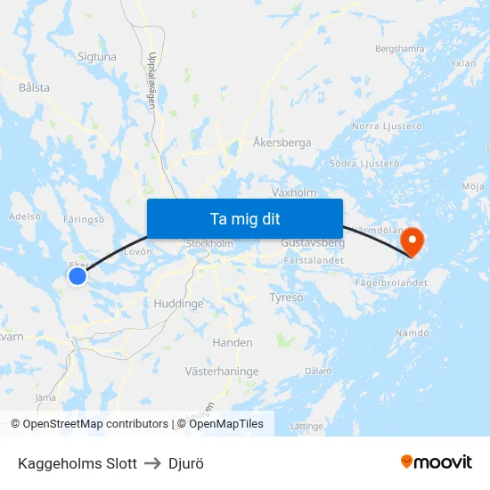 Kaggeholms Slott to Djurö map