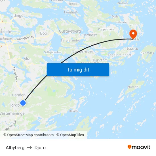 Albyberg to Djurö map