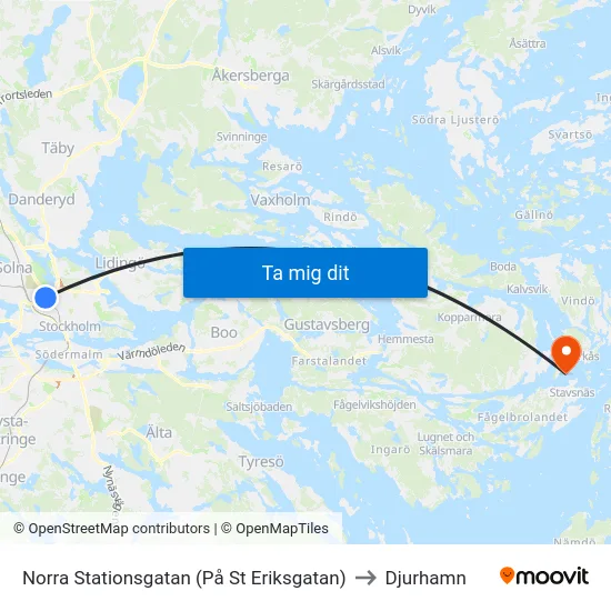 Norra Stationsgatan (På St Eriksgatan) to Djurhamn map