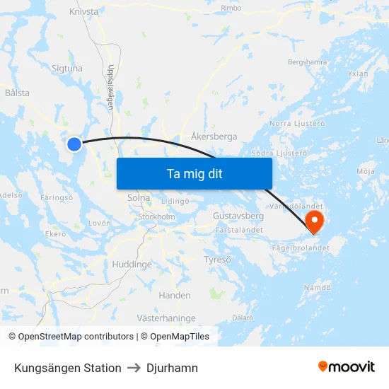 Kungsängen Station to Djurhamn map