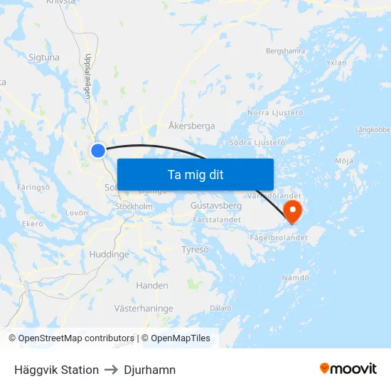 Häggvik Station to Djurhamn map