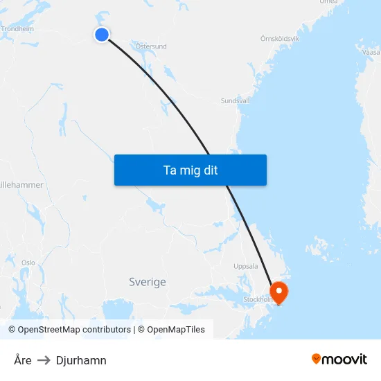 Åre to Djurhamn map