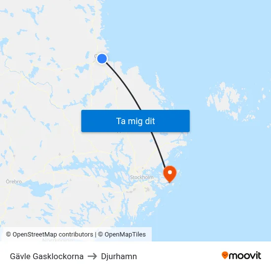 Gävle Gasklockorna to Djurhamn map
