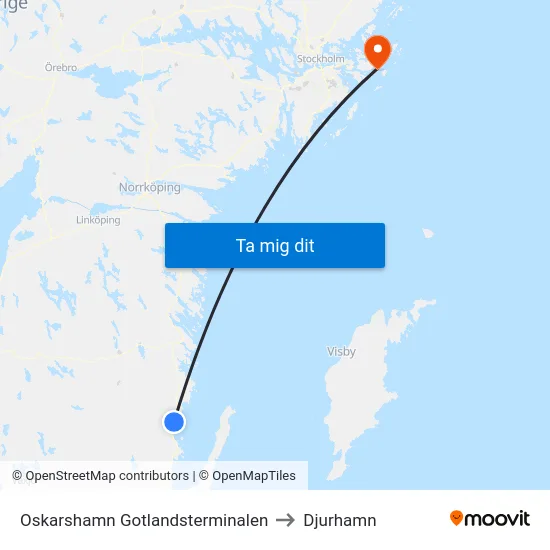 Oskarshamn Gotlandsterminalen to Djurhamn map