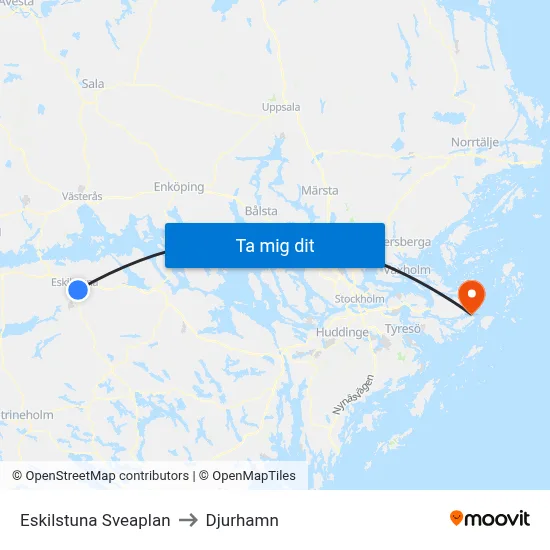 Eskilstuna Sveaplan to Djurhamn map