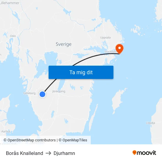 Borås Knalleland to Djurhamn map