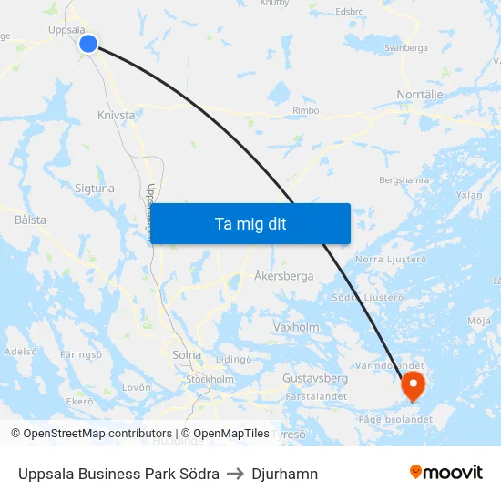 Uppsala Business Park Södra to Djurhamn map