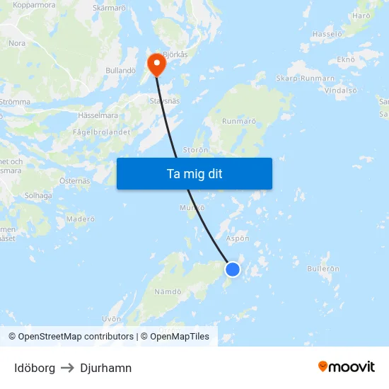 Idöborg to Djurhamn map