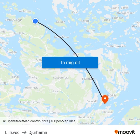 Lillsved to Djurhamn map