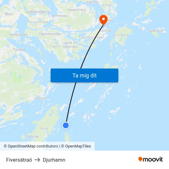 Fiversätraö to Djurhamn map